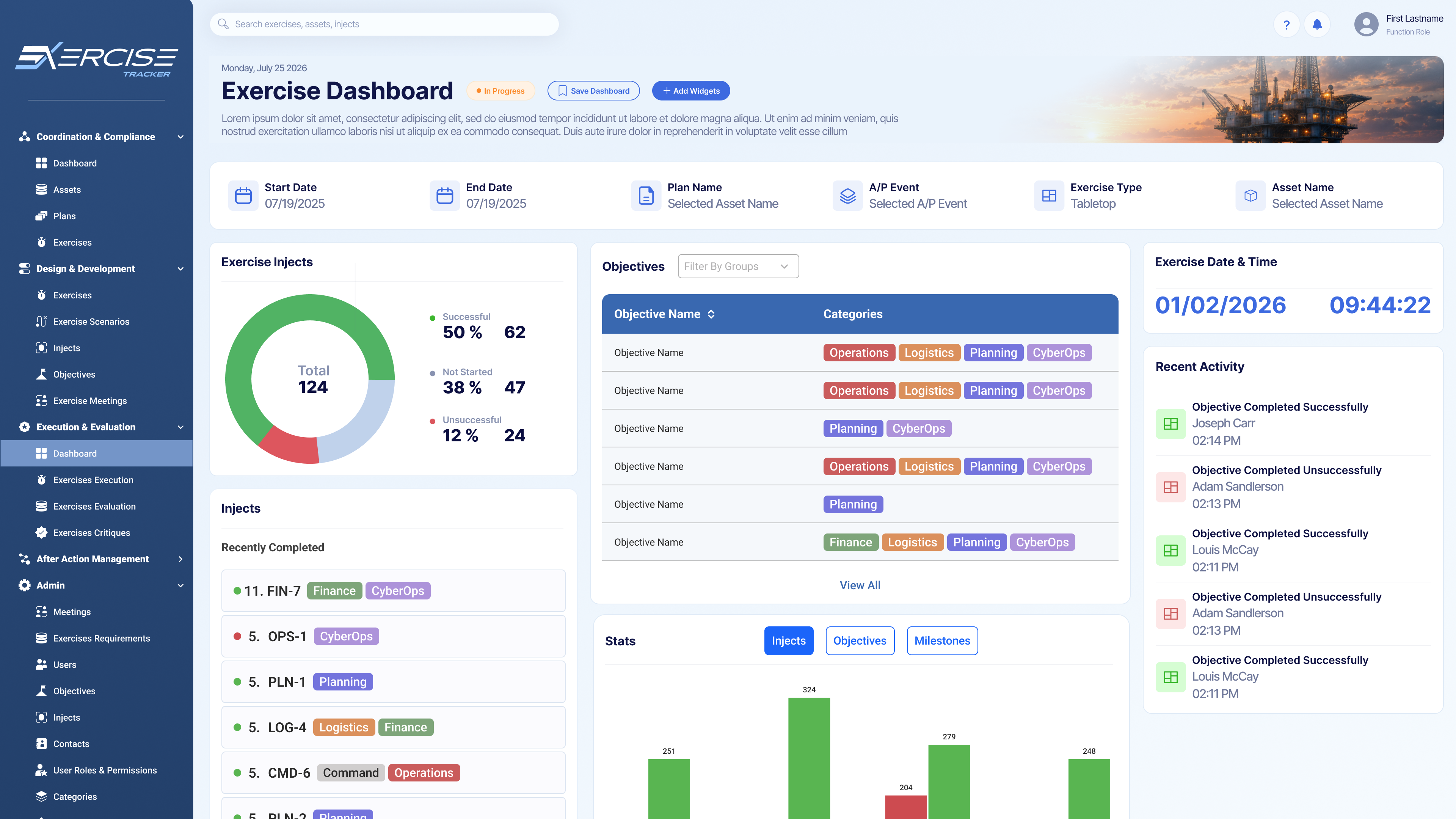 Exercise Tracker application screens